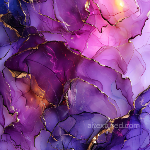 Alcohol Ink PBR Texture Featuring Luxurious Purple and Gold Fluid Veining texture preview