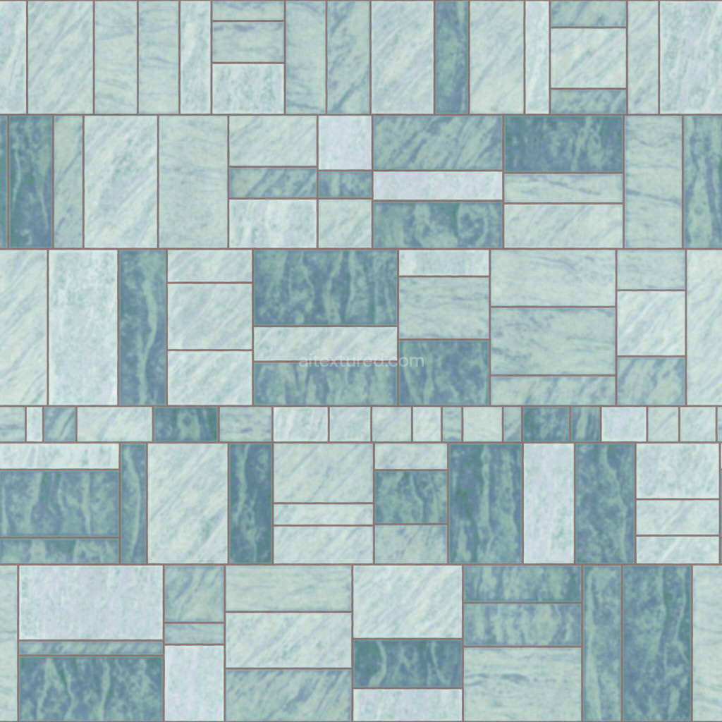 Seamless PBR tiles texture in blue shades for 3D projects