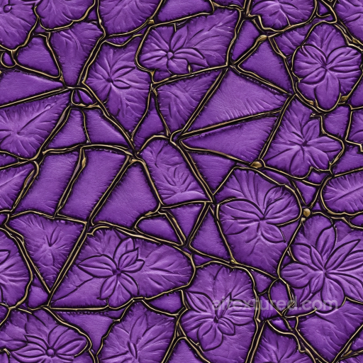 Embossed Purple Leather PBR Texture with Gold Trim Detailing seamless Leather PBR texture
