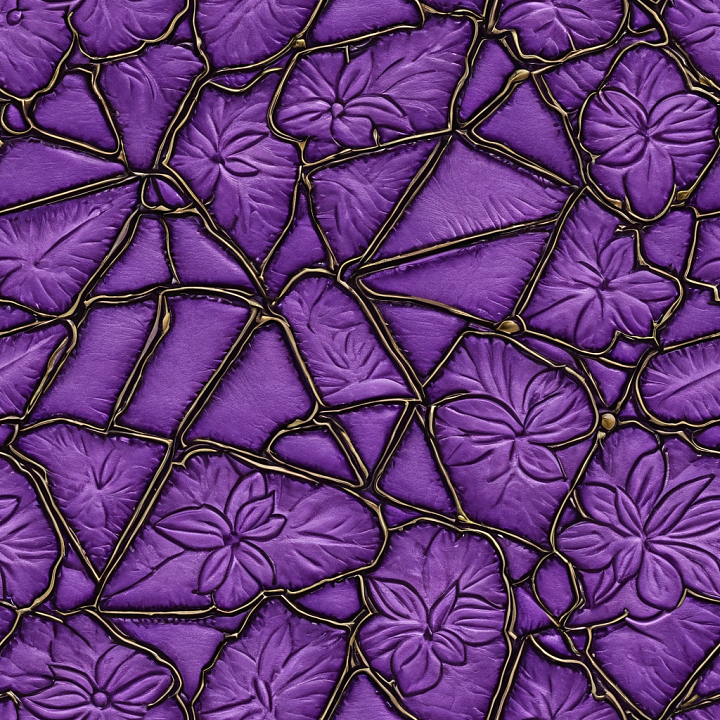 Embossed Purple Leather with Gold Trim Detailing seamless PBR texture preview