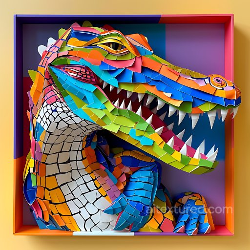 Animal - Seamless 3D PBR Texture of Colorful Origami-Style Caiman Skin with Detailed Scales texture preview