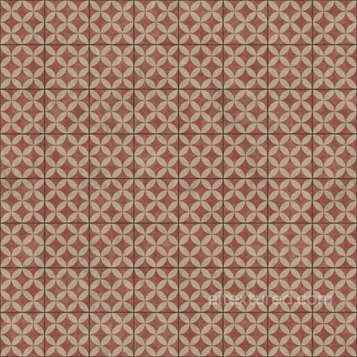 Vintage Red Cement Tiles with Pattern of Overlapping Circles | Free PBR seamless Tile PBR texture