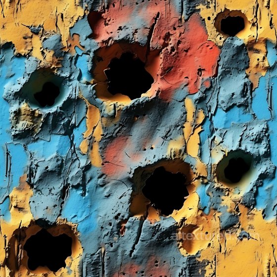 cracked and holed painted metal PBR texture with vibrant color chipping Cracked & Holes texture preview