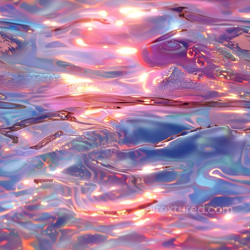 Seamless 3D PBR Texture Featuring Glossy Iridescent Fluid Waves texture preview
