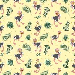 Pattern Bundle - Seamless 3D Pattern PBR Texture with Cartoon Ostrich and Tropical Leaves Motifs texture preview