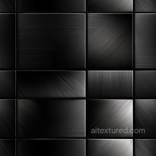 Black Brushed Steel Tile PBR Texture with Varied Grain Patterns seamless Metal PBR texture