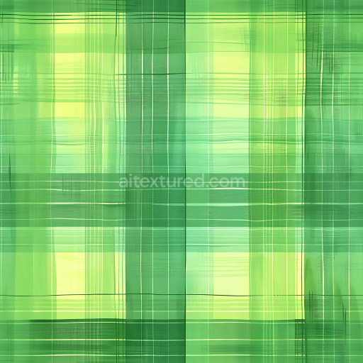 Seamless 3D Green Plaid Patterned Metal PBR Texture with Linear Grid Design