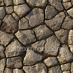 seamless Seamless 3D Weathered Stone Ground PBR Texture with Natural Cracks and Moss Detailing texture 8k free download PBR