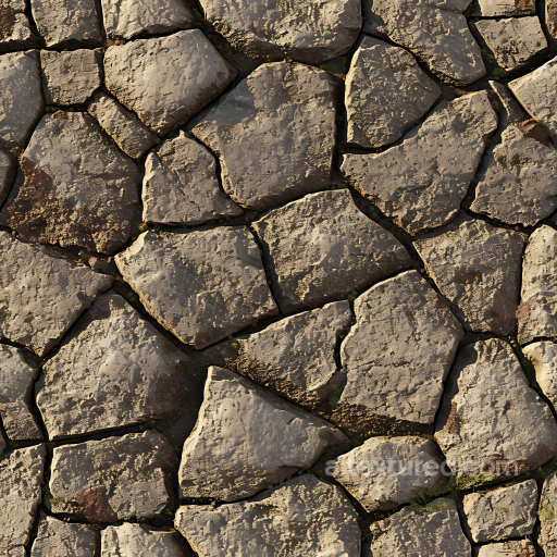 Weathered Stone Ground PBR Texture with Natural Cracks and Moss Detailing seamless Stone PBR texture