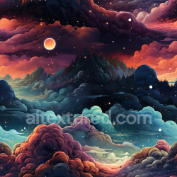 seamless Seamless 3D PBR Texture of Colorful Cosmic Nebula Clouds with Stylized Galactic Sky texture 8k free download PBR