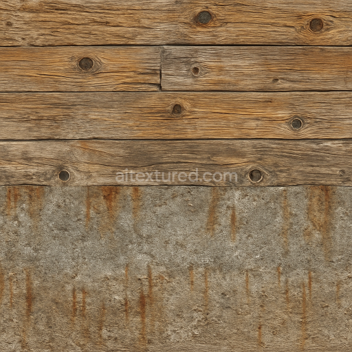 Seamless 3d texture pbr 8k distressed wood surface with varnished wood and knots
