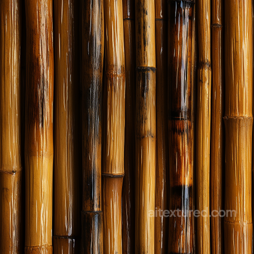 Glossy Polished Bamboo Stalks Seamless Texture with Darkened Nodes seamless Bamboo PBR texture