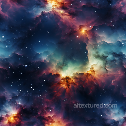 Space PBR Texture with Vibrant Nebula Clouds and Starfield seamless Star, space, planets PBR texture