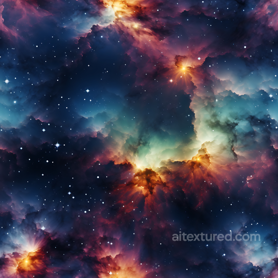 Space PBR Texture with Vibrant Nebula Clouds and Starfield Star, space, planets texture preview