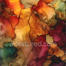 seamless Seamless 3D Alcohol Ink PBR Texture with Warm Red, Gold & Green Fluid Swirls texture 8k free download PBR