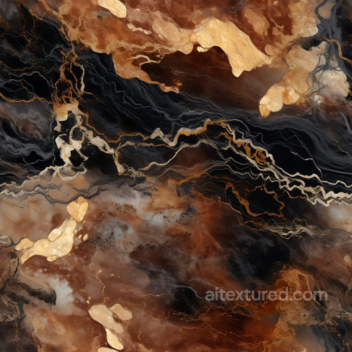 Brown and Black Marble PBR Texture with Golden Veins seamless Marble PBR texture