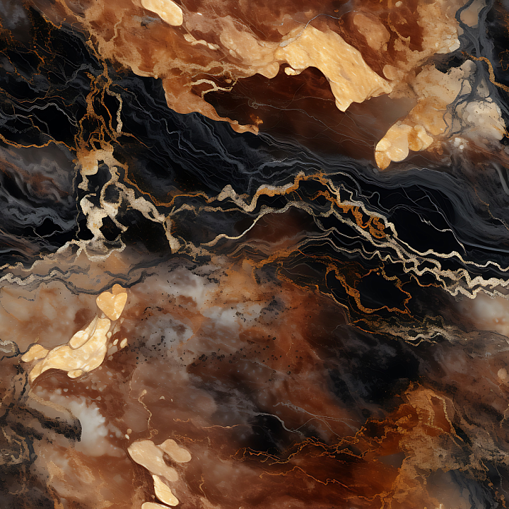 Brown and Black Marble with Golden Veins seamless PBR texture preview