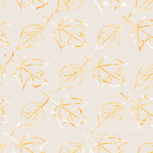 White & Gold Stylized Leaves on Soft Fabric Background Seamless Texture seamless White & Gold PBR texture