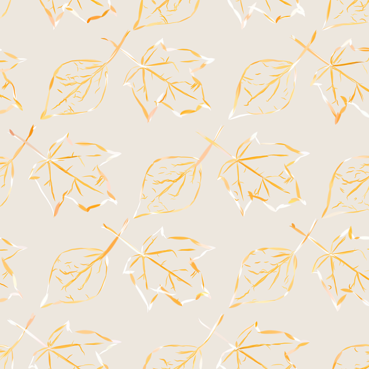 White & Gold Stylized Leaves on Soft Fabric Background seamless PBR texture preview