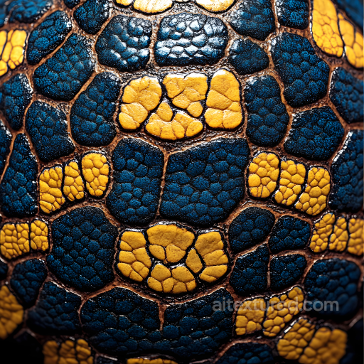 Reptile Skin Texture Featuring Detailed Yellow and Blue Scales seamless Skin PBR texture