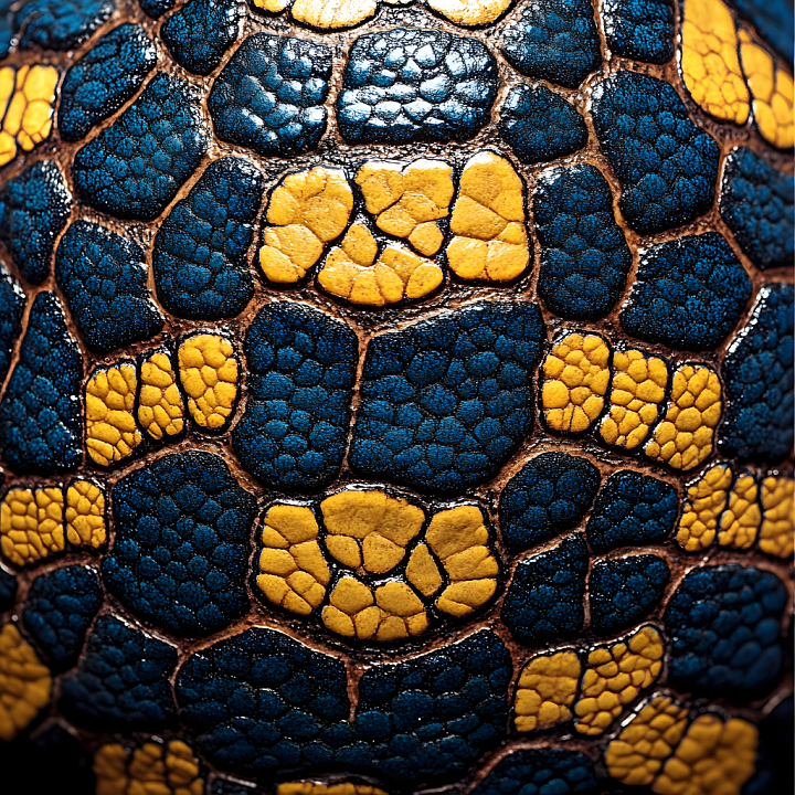 Reptile Skin Featuring Detailed Yellow and Blue Scales seamless PBR texture preview