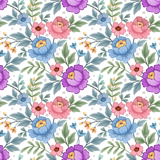 Floral Fabric Texture Featuring Blue, Pink, and Purple Flowers Floral texture preview