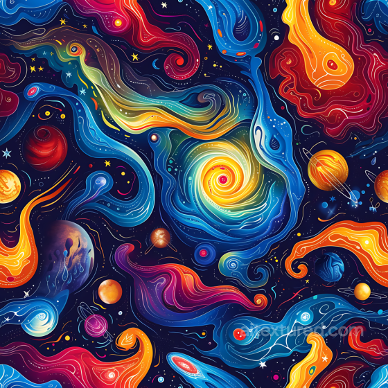 Space Texture Featuring Stylized Cosmic Nebulae and Vibrant Galaxy Swirls Star, space, planets texture preview