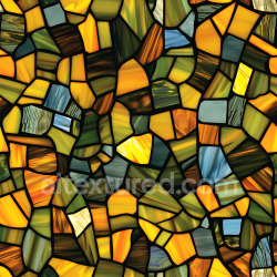 seamless Seamless 3D stained glass camouflage PBR texture with vibrant green, yellow, and orange mosaic pattern texture 8k free download PBR