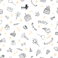 seamless Seamless 3D PBR Birthday Celebration Pattern Texture with Hand-Drawn Icon Illustrations texture 8k free download PBR