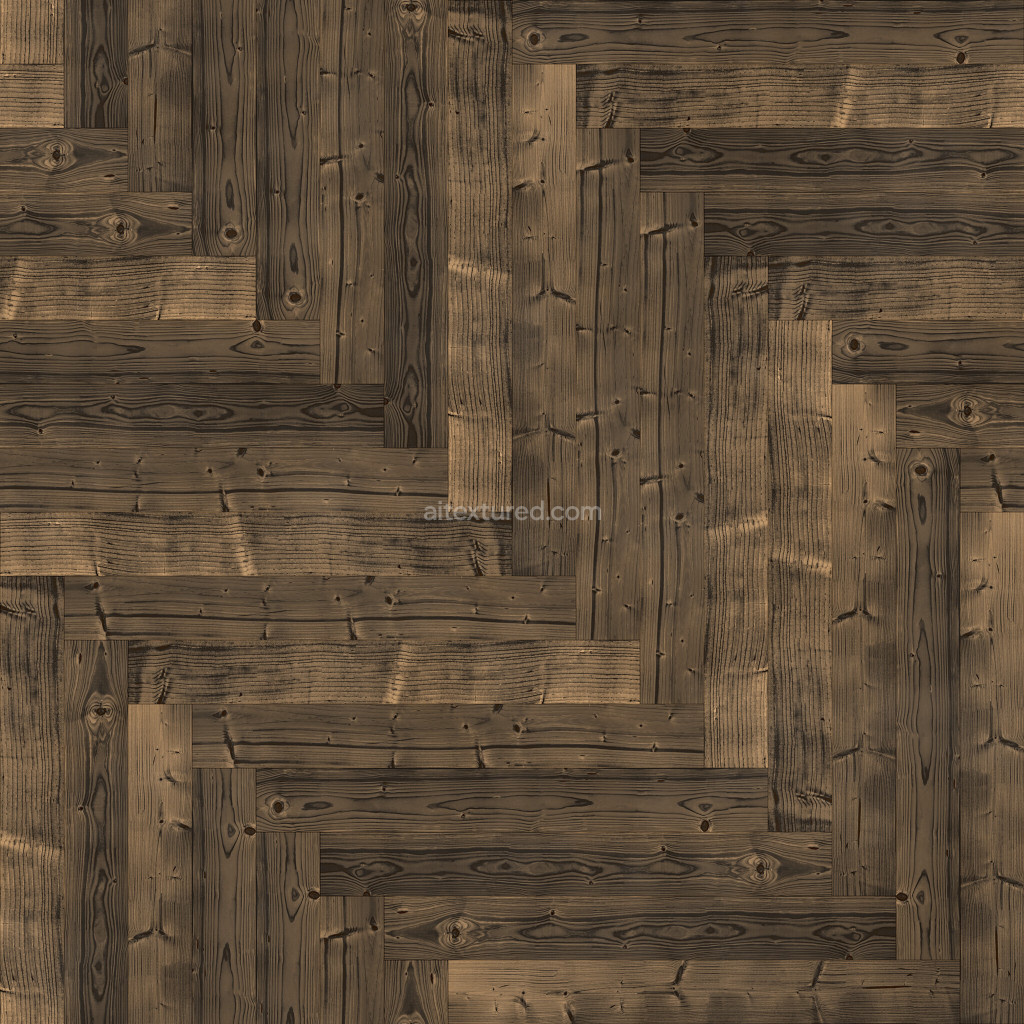 Seamless wood floor PBR texture with dark grain details