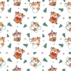 Pattern Bundle - Seamless 3D Pattern PBR Texture Featuring Cute Deer Characters and Festive Elements texture preview