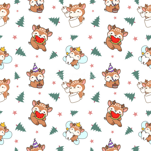 Pattern Bundle - Seamless 3D Pattern PBR Texture Featuring Cute Deer Characters and Festive Elements texture preview