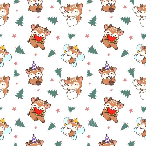 Pattern PBR Texture Featuring Cute Deer Characters and Festive Elements seamless Pattern Bundle PBR texture