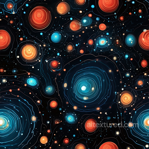 Space PBR Texture Featuring Stylized Galaxy Nebula Clouds in Blue and Orange Hues seamless Star, space, planets PBR texture