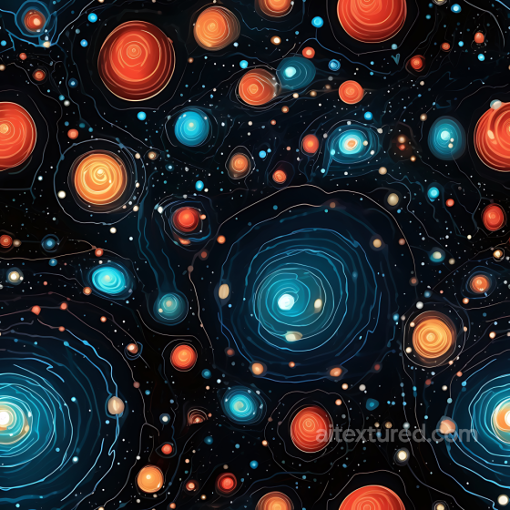 Space PBR Texture Featuring Stylized Galaxy Nebula Clouds in Blue and Orange Hues Star, space, planets texture preview