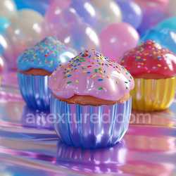 seamless Seamless 3D Inflated PBR Texture of Glossy Vinyl Cupcake Frosting with Sprinkles texture 8k free download PBR