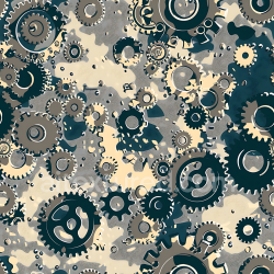 seamless Seamless 3D Mechanical Camouflage PBR Texture with Industrial Gear Pattern and Neutral Tones texture 8k free download PBR