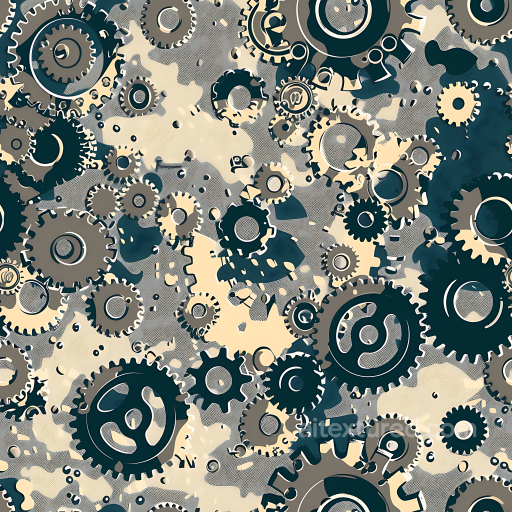 Mechanical Camouflage PBR Texture with Industrial Gear Pattern and Neutral Tones seamless Color Camouflage PBR texture