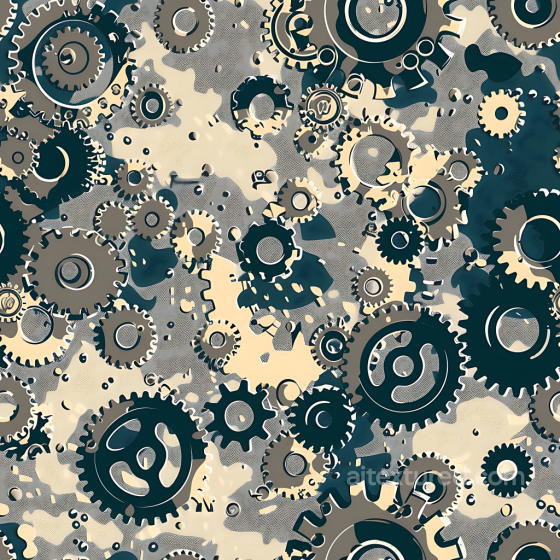 Mechanical Camouflage PBR Texture with Industrial Gear Pattern and Neutral Tones Color Camouflage texture preview