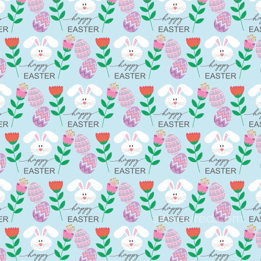 Easter Digital Paper Texture Featuring Bunny Faces, Floral Elements, and Decorative Eggs seamless All Christmas Digital paper PBR texture