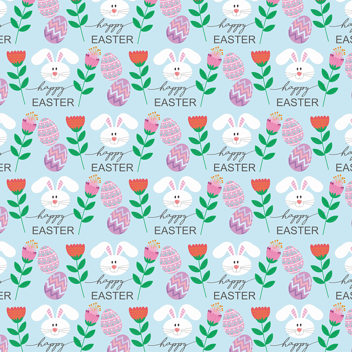 Easter Digital Paper Featuring Bunny Faces, Floral Elements, and Decora… seamless PBR texture preview