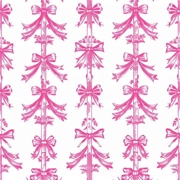 Digital Paper Featuring Stylized Pink Ribbon Garland seamless PBR texture preview