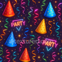 seamless Seamless 3d texture pbr 8k party hats and neon signs with festive ribbons for new year sparkle texture 8k free download PBR