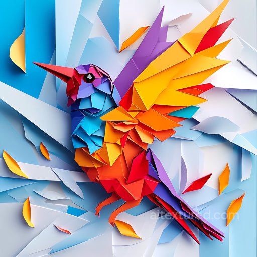 Animal - Seamless 3D PBR Texture Featuring Vibrant Origami Bird with Folded Paper Detail texture preview