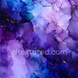seamless Seamless 3D Alcohol Ink PBR Texture Featuring Flowing Purple and Blue Swirls with Gold Veining texture 8k free download PBR