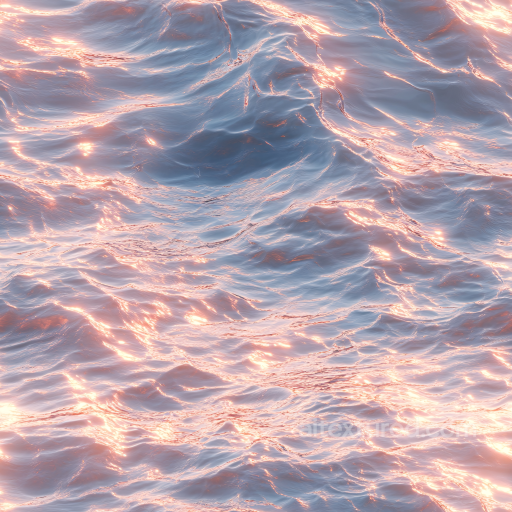 Water Texture Featuring Sunrise Ocean Surface with Reflective Waves seamless Water PBR texture