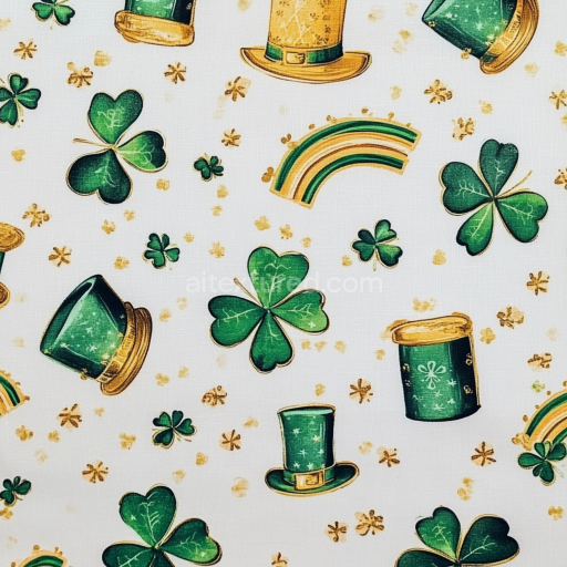 Preview — Seamless 3D PBR Fabric Texture Featuring St Patrick Hats, Shamrocks & Rainbows