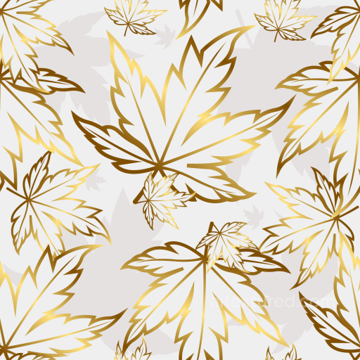 White and Gold Leaf Pattern Fabric Texture seamless White & Gold PBR texture