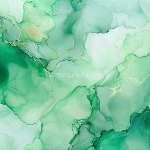 Seamless 3D Alcohol Ink PBR Texture with Green Fluid Waves and Translucent Layers