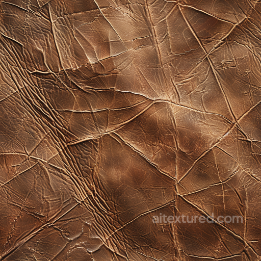 Distressed Brown Leather Seamless Texture with Prominent Wrinkles and Cracks seamless Leather PBR texture